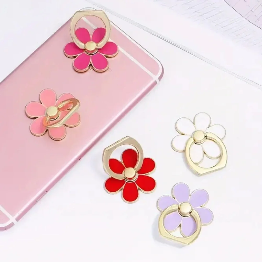 NEW| Pink Floral Petal Steel Ring Grip Phone Holder